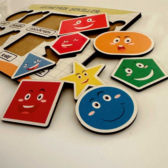 Ahşap Bul Tak Eğitim Puzzle Geometrik Şekiller