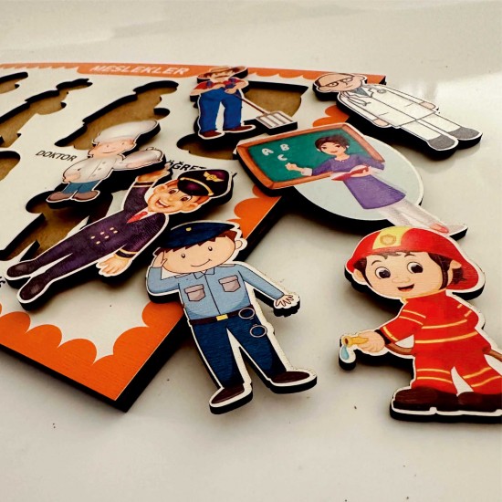 Ahşap Bul Tak Eğitim Puzzle Meslekler
