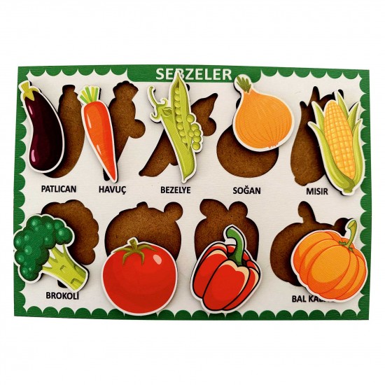 Ahşap Bul Tak Eğitim Puzzle Sebzeler