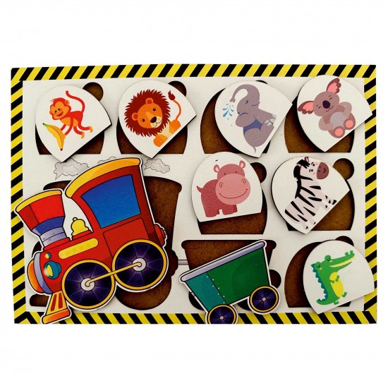 Ahşap Bul Tak Eğitim Puzzle Tren Hayva Figür