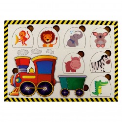 Ahşap Bul Tak Eğitim Puzzle Tren Hayva Figür