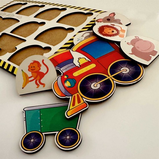 Ahşap Bul Tak Eğitim Puzzle Tren Hayva Figür
