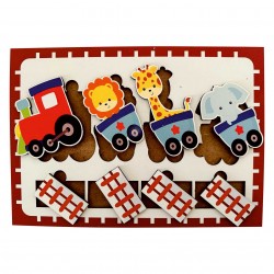 Ahşap Bul Tak Eğitim Puzzle Tren Hayvanlar