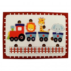 Ahşap Bul Tak Eğitim Puzzle Tren Hayvanlar