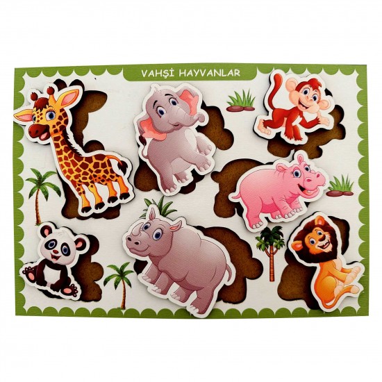 Ahşap Bul Tak Eğitim Puzzle Vahşi Hayvanları Ahşap Bul Tak Eğitim Puzzle Vahşi Hayvanları