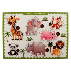 Ahşap Bul Tak Eğitim Puzzle Vahşi Hayvanları
