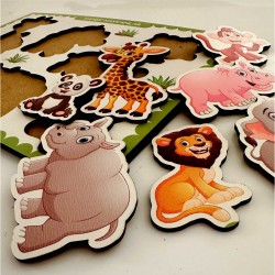 Ahşap Bul Tak Eğitim Puzzle Vahşi Hayvanları