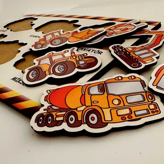 Ahşap Bul Tak Eğitim Puzzle İş Makinaları