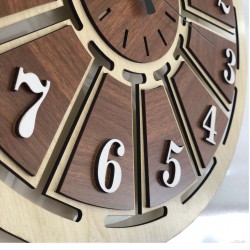 Akca & Ceviz Renk Ahşap Duvar Saati