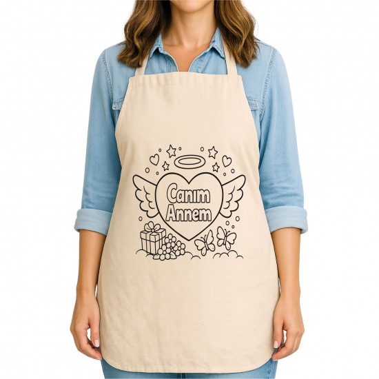 Anneler Günü Boyama Mutfak Önlüğü Boyasız Model3