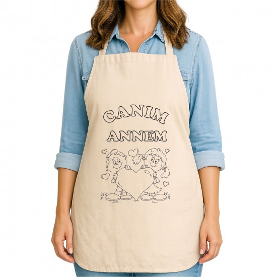 Anneler Günü Boyama Mutfak Önlüğü Boyasız Model9