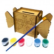 Bayrama Özel Ahşap Boyama Kumbara Hediye Seti 1