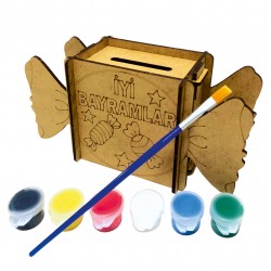 Bamrama Özel Ahşap Boyama Kumbara Hediye Seti 1