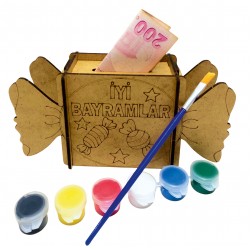 Bamrama Özel Ahşap Boyama Kumbara Hediye Seti 1 Bamrama Özel Ahşap Boyama Kumbara Hediye Seti 1