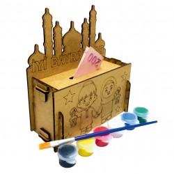 Bamrama Özel Ahşap Camii Boyama Kumbara Hediye Seti 