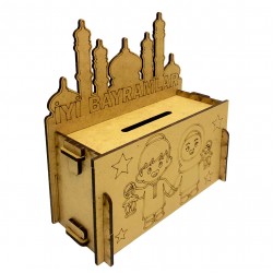 Bamrama Özel Ahşap Camii Boyama Kumbara Hediyelik