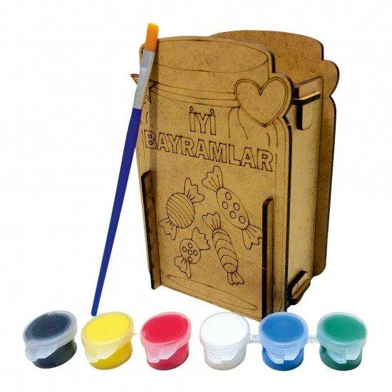 Bamrama Özel Ahşap Kavanoz Boyama Kumbara Hediye Seti Bamrama Özel Ahşap Kavanoz Boyama Kumbara Hediye Seti