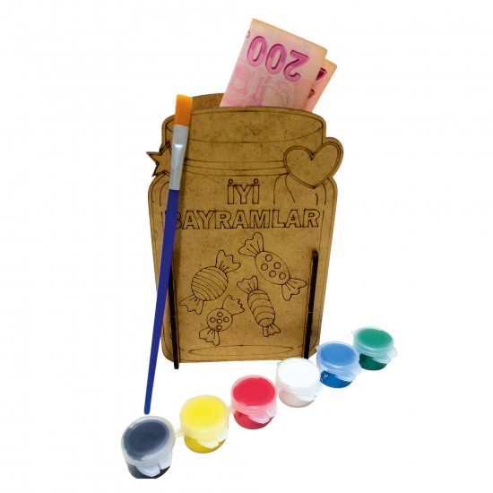 Bamrama Özel Ahşap Kavanoz Boyama Kumbara Hediye Seti Bamrama Özel Ahşap Kavanoz Boyama Kumbara Hediye Seti