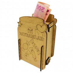 Bamrama Özel Ahşap Kavanoz Boyama Kumbara Hediyelik