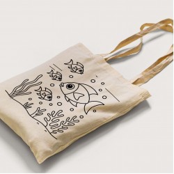 Bez Çanta Boyama Akvaryum Desen Sade