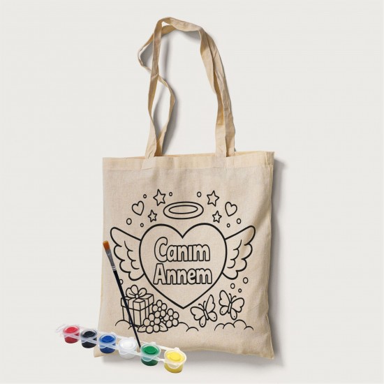 Bez Çanta Boyama Anneler Gününe Özel Model 10