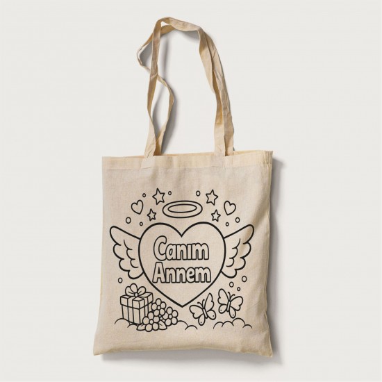 Bez Çanta Boyama Anneler Gününe Özel Model 10