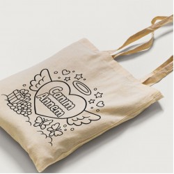 Bez Çanta Boyama Anneler Gününe Özel Boyasız Boş Model10