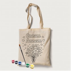 Bez Çanta Boyama Anneler Gününe Özel Model 11