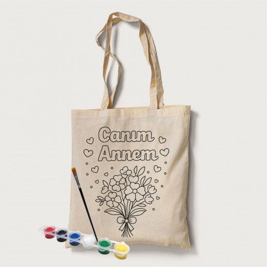 Bez Çanta Boyama Anneler Gününe Özel Model 11