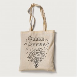 Bez Çanta Boyama Anneler Gününe Özel Model 11