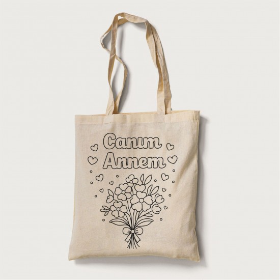 Bez Çanta Boyama Anneler Gününe Özel Model 11