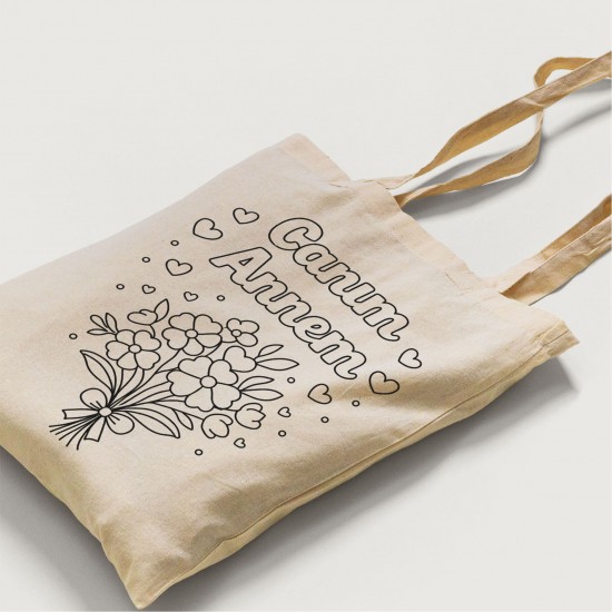 Bez Çanta Boyama Anneler Gününe Özel Model 11