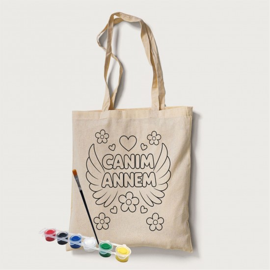 Bez Çanta Boyama Anneler Gününe Özel Model 12 Bez Çanta Boyama Anneler Gününe Özel Model 12