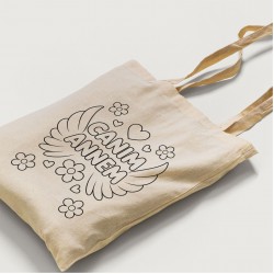 Bez Çanta Boyama Anneler Gününe Özel Boyasız Boş Model12