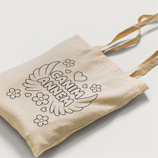 Bez Çanta Boyama Anneler Gününe Özel Model 12 Bez Çanta Boyama Anneler Gününe Özel Model 12