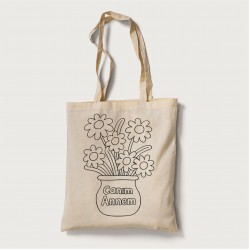 Bez Çanta Boyama Anneler Gününe Özel Model 9