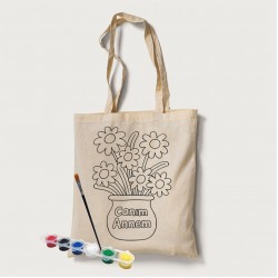 Bez Çanta Boyama Anneler Gününe Özel Model 9