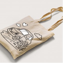 Bez Çanta Boyama Araba Desen Sade