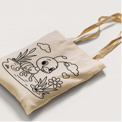 Bez Çanta Boyama Arı Desen Sade