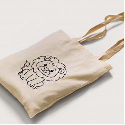 Bez Çanta Boyama Aslan Desen Sade