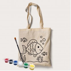 Bez Çanta Boyama Balık Desen Set