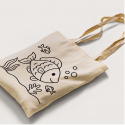 Bez Çanta Boyama Balık Desen Set