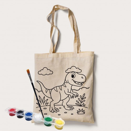Bez Çanta Boyama Dinazor Desen Set Bez Çanta Boyama Dinazor Desen Set