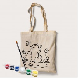 Bez Çanta Boyama Kedi Desen Set