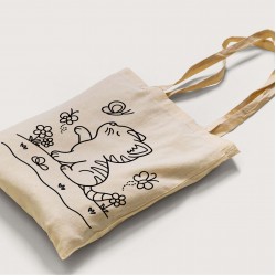 Bez Çanta Boyama Kedi Desen Sade