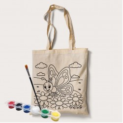 Bez Çanta Boyama Kelebek Çiçek Desen Set