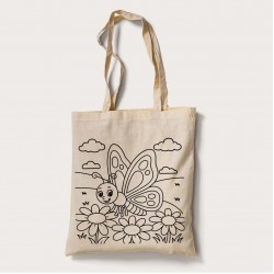 Bez Çanta Boyama Kelebek Çiçek Desen Set