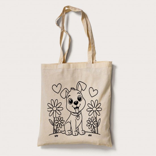 Bez Çanta Boyama Köpek Desen Set Bez Çanta Boyama Köpek Desen Set