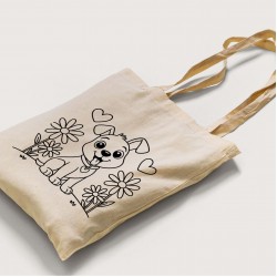 Bez Çanta Boyama Köpek Desen Sade