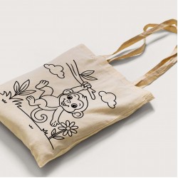 Bez Çanta Boyama Maymun Desen Sade